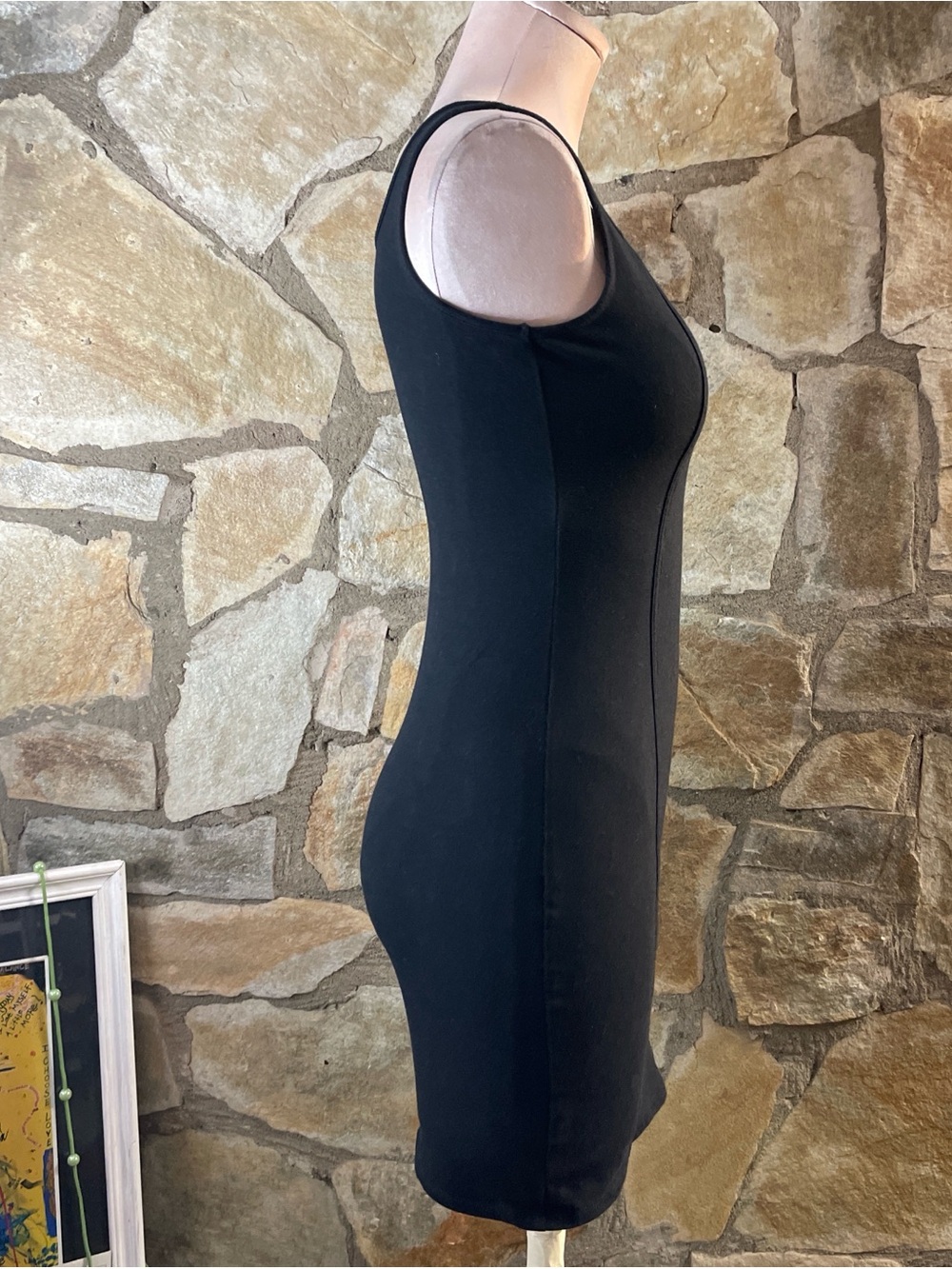 Wild Fable Black Bodycon Mini Dress Stretch Fitted Minimal Basic - Picture 2 of 6